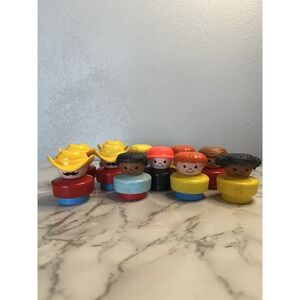 Fischer Price Chunky Little‎ People Figures. Vintage 1990s. Cowboy. Fireman